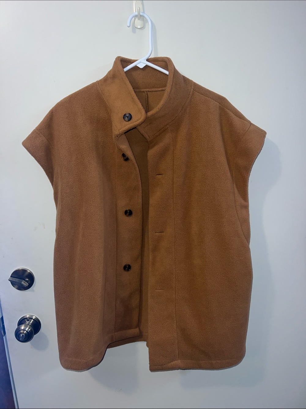 Women's Brown Fleece Button-Front Vest